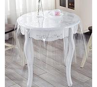 HUALEMEI Round PVC Table Cloth,Transparent Soft Plastic Glass Tablecloth Mat Waterproof Wipable Table Cover Protector For Buffet Party-0.5mm Diameter:240cm(94inch)