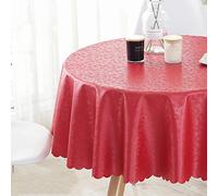 HUALEMEI Round Waterproof Tablecloths,PVC Solid Color Table Cover,Wipeable Oil-proof Table Cloth,European Tablecloth For Home Hotel Restaurant E Diameter160cm(63inch)