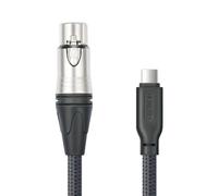 HUALEU 10FTeet USB C to XLR Female Mic Link Converter Cable,21db high gain Female XLR to USB C Micphone Cable for Dynamic Microphone iPhone 15 Pro,ipad,Notebook,Tablet MIC Cable, grey