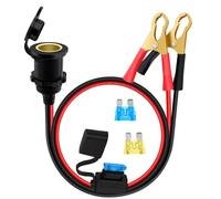 HuaLiSiJi 12V Car Battery Clamp Clips with Cigarette Lighter Socket 14AWG Fixed Cigarette Socket with 20A Fuse for Car, Boat, Motorcycle (Blakc, 1m)