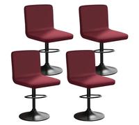 HuaLiSiJi Bar Stools Slipcovers with Backrest Stretch Chair Covers Cover Velvet Bar Chairs, Luxurious Fabric, Soft Texture, Stretchable and Wrinkle Resistant, Washable and Dustproof (4, Wine Red)