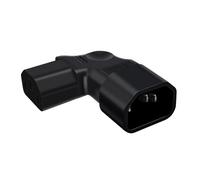HuaLiSiJi C14 to C13 Power Adapter 10A 250V Up Direction Right Angled 90 Degree IEC Male C14 to C13 Female Power Extension Adapter (Left)