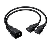 HuaLiSiJi C14 to Dual C13 Power Cord 10A 250V IEC C14 to 2 x IEC C13 Splitter Power Extension Cable for Computer, TV, PC, Monitor (0.5m)