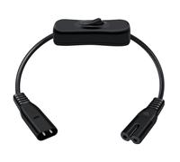 HuaLiSiJi C7 to C8 Extension Cable with Switch 2.5A 250V C8 Male Plug to C7 Female Cable for Computer Monitor Smart TV and More (0.3 m)