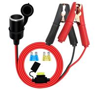 HuaLiSiJi Car Cigarette Lighter Alligator Clips Extension Cable 12V 24V 14AWG Car Battery Crocodile Clips with Cigarette Lighter Socket Adapter with 15A 20A Fuse for Cars, Boats, Motorcycles (1 m)