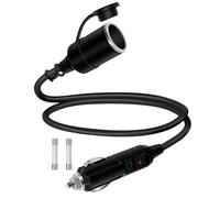 HuaLiSiJi Car Cigarette Lighter Extension Cable 12V 24V Car Charger Extension Cable 16AWG 2x1.0mm² Cigarette Lighter Cable with LED and 15A Fused for Car Motorcycle (2m)