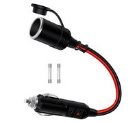 HuaLiSiJi Car Cigarette Lighter Extension Cable 12V 24V Cigarette Lighter Extension Lead 14AWG with LED Indicator Lights for Tyre Inflators Vacuum Cleaners and Other Portable Equipment Tough (0.3m)