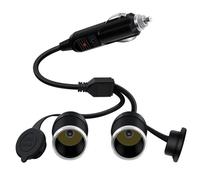 HuaLiSiJi Cigarette Lighter Extension 2 Way 12V 24V Cigarette Lighter Plug 2 Way 1 to 2 Car Cigarette Lighter Splitter 16AWG with LED and 15A Fused for Car Motorcycle (1FT/30cm)