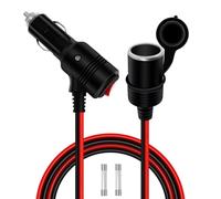 HuaLiSiJi Cigarette Lighter Extension with On Off Switch 12V 24V Car Cigarette Lighter Extension Lead 14AWG, Built in 15A Fuse and Equipped with 2 15A 20A Spare Fuse (1.8m)