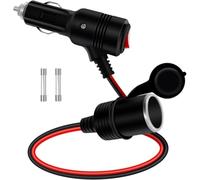 HuaLiSiJi Cigarette Lighter Extension with On Off Switch 12V 24V Car Cigarette Lighter Extension Lead 14AWG, Built in 15A Fuse and Equipped with 2 15A 20A Spare Fuse (0.5m)