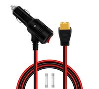 HuaLiSiJi Cigarette Lighter to XT60 Cable 12V 24V 14AWG Cigarette Lighter Plug with Switch LED Indicator Lights to XT60 Female Comes with 2 Spare Fuses for Solar, Car, Motorcycle (Stecker, 2m)