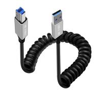 HuaLiSiJi Coiled Cable USB A 3.0 to Printer Super Speed 5Gbit/s USB 3.0 Type A to B Male Cable for Scanner, External Hard Drives, Multifunction Printers etc (Typ A, 1.3 m)