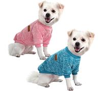 HuaLiSiJi Dog Christmas Jumper Dog Sweater Dachshund Jumper Fleece Inside Soft Cozy, Colour Vibrant Easy to Take On and Off (Pink+Blue, L)