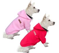 HuaLiSiJi Dog Hoodie Dog Sweatshirt Elasticity Fabric is Quite Comfortable, Soft and Warm for the Animal and Easy to Wear (Pink+Red, S)
