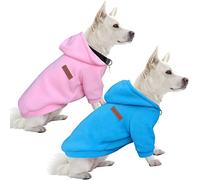HuaLiSiJi Dog Hoodie Dog Sweatshirt Elasticity Fabric is Quite Comfortable, Soft and Warm for the Animal and Easy to Wear (Pink+Blue, M)