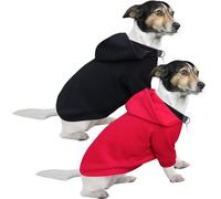 HuaLiSiJi Dog Hoodie Dog Sweatshirt Warm and Lightweight, With a Soft Texture, Elasticity Easy to Wear and Bright Colors ( 2PCS Red+Black, XL)
