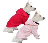 HuaLiSiJi Dog Hoodie Dog Sweatshirt Warm and Lightweight, With a Soft Texture, Elasticity Easy to Wear and Bright Colors (2PCS Red+Pink, M)