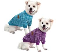 HuaLiSiJi Dog Jumper Small Dog Hoodie Sweatshirt Chihuahua Jumper Christmas Sweater Fleece Inside Soft Cozy, Colour Vibrant Easy to Take On and Off (Blue+Purple, S)