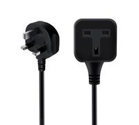 HuaLiSiJi Extension Lead Single 13A 250V 1 Way Gang Single Socket Mains Power Extension Lead 3x1mm² for Home,Office (Black, 1.8m)