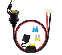 HuaLiSiJi Fixed Cigarette Socket 12V 24V Car Cigarette Lighter Female Socket to O Ring Terminal Connector 14AWG 30A with Waterproof Cover O Ring 8 mm for Car, Boat, Motorcycle (0.6 m)