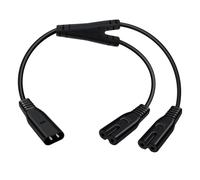 HuaLiSiJi IEC320 C8 to 2X C7 Y Splitter AC Power Cord 2.5A 250V C8 Male Plug to C7 Female Cable for Computer Monitor Smart TV and More (Black, 0.3 m)