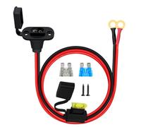 HuaLiSiJi SAE Power Socket Sidewall Port 12AWG SAE to O Ring Terminal Harness with Fuse 15A 20A 25A for Solar Accessories, Motorcycle, Car (0.6m)