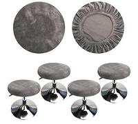 HuaLiSiJi Stool Covers Round 12"-16"/30-40cm Bar Stool Covers Velvet Round, Fabric is Soft and plush Washable Easy Care and Durable (4 Pcs Grey)