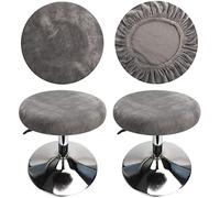 HuaLiSiJi Stool Covers Round 12"-16"/30-40cm Bar Stool Covers Velvet Round, Fabric is Soft and plush Washable Easy Care and Durable (2 Pcs Grey)