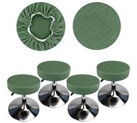 HuaLiSiJi Stool Covers Round 30-40cm/12-15.7" Round Bar Stool Covers, Luxurious Fabric Stretchable Wrinkle Resistant Washable Dustproof Stool Cover (4, Green)