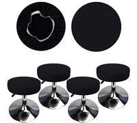 HuaLiSiJi Stool Covers Round 30-40cm/12-15.7" Round Bar Stool Covers, Luxurious Fabric Stretchable Wrinkle Resistant Washable Dustproof Stool Cover (4, Black)