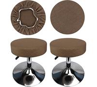 HuaLiSiJi Stool Covers Round 30-40cm/12-15.7" Round Bar Stool Covers, Luxurious Fabric Stretchable Wrinkle Resistant Washable Dustproof Stool Cover (2, Deep Khaki)