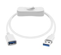 HuaLiSiJi USB 3.0 Cable with Switch USB Type A Male to Female Extension Cable with On Off Switch Supports 5Gbps Data Transmit and Power Supply, for Laptops, PC, TV, Car (White, 5FT/1.5m)