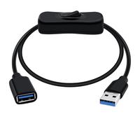 HuaLiSiJi USB 3.0 Cable with Switch USB Type A Male to Female Extension Cable with On Off Switch Supports 5Gbps Data Transmit and Power Supply, for Laptops, PC, TV, Car (Black, 5FT/1.5m)