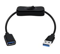 HuaLiSiJi USB 3.0 Cable with Switch USB Type A Male to Female Extension Cable with On Off Switch Supports 5Gbps Data Transmit and Power Supply, for Laptops, PC, TV, Car (Black, 1FT/0.3m)