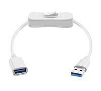 HuaLiSiJi USB 3.0 Cable with Switch USB Type A Male to Female Extension Cable with On Off Switch Supports 5Gbps Data Transmit and Power Supply, for Laptops, PC, TV, Car (White, 2FT/0.6m)