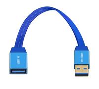 HuaLiSiJi USB 3.0 Extender Cable 5Gbps Flat USB 3.0 Male to Female Extension Cable for PC,Laptops, USB Fans, LED (Blue, 0.3 m)