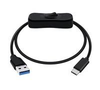 HuaLiSiJi USB A 3.0 to USB C Cable with Switch USB C Data and Charging Cable for Fan, Camera, Cell Phone Type C (Black, 1 m)