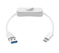 HuaLiSiJi USB A 3.0 to USB C Cable with Switch USB C Data and Charging Cable for Fan, Camera, Cell Phone Type C (White, 0.6 m)