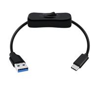 HuaLiSiJi USB A 3.0 to USB C Cable with Switch USB C Data and Charging Cable for Fan, Camera, Cell Phone Type C (Black, 0.3 m)