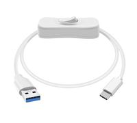 HuaLiSiJi USB A 3.0 to USB C Cable with Switch USB C Data and Charging Cable for Fan, Camera, Cell Phone Type C (White, 1.5 m)