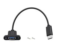 HuaLiSiJi USB C Male to USB A Female Cable with Panel Mount 20Gbps Type C Male to USB A 3.0 Female Adapter for Tablets, Laptops (Black, 0.3 m)