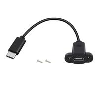 HuaLiSiJi USB C Panel Mount Cable 10Gbps USB C 3.2 Extension Cable for Tablets, Mobile Phones, Hard Disk Drives (Black, 0.3 m)