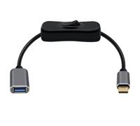 HuaLiSiJi USB C to USB 3.0 Adaptor Cable with Switch 5Gbps Transmission OTG Cable Type C Male to USB Female Gold Plated Interface Aluminum Alloy Shell for Tablets, Laptops (0.3 m)