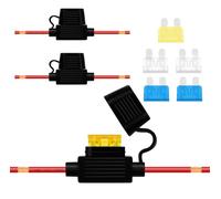 HuaLiSiJi Waterproof Fuse Holder 14AWG 12V Inline Fuse Holder with 6 pcs Flat Fuses 15A 20A 25A for Car, Truck, Motorcycle (3pcs)