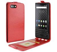 HualuBro BlackBerry KEY2 Case, Premium PU Leather Flip Phone Protective Case Cover with Card Slots for BlackBerry KEY 2 Smartphone (Red)