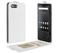 HualuBro BlackBerry KEY2 Case, Premium PU Leather Flip Phone Protective Case Cover with Card Slots for BlackBerry KEY 2 Smartphone (White)