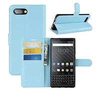 HualuBro BlackBerry KEY2 Case, Premium PU Leather Wallet Flip Phone Protective Case Cover with Card Slots for BlackBerry KEY 2 Smartphone (Blue)