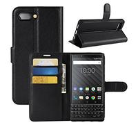 HualuBro BlackBerry KEY2 Case, Premium PU Leather Wallet Flip Phone Protective Case Cover with Card Slots for BlackBerry KEY 2 Smartphone (Black)