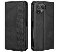 HualuBro Fairphone 5 Case, Retro PU Leather Magnetic Full Body Shockproof Stand Flip Wallet Case Cover with Card Holder for Fairphone 5 5G Phone Case (Black)