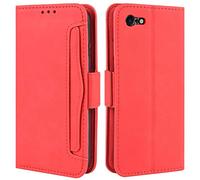 HualuBro iPod Touch 7/6/5 Case, Magnetic Full Body Protection Shockproof Flip Leather Wallet Cover With Card Holder for Apple iPod Touch 7th/6th/5th Generation (Red)
